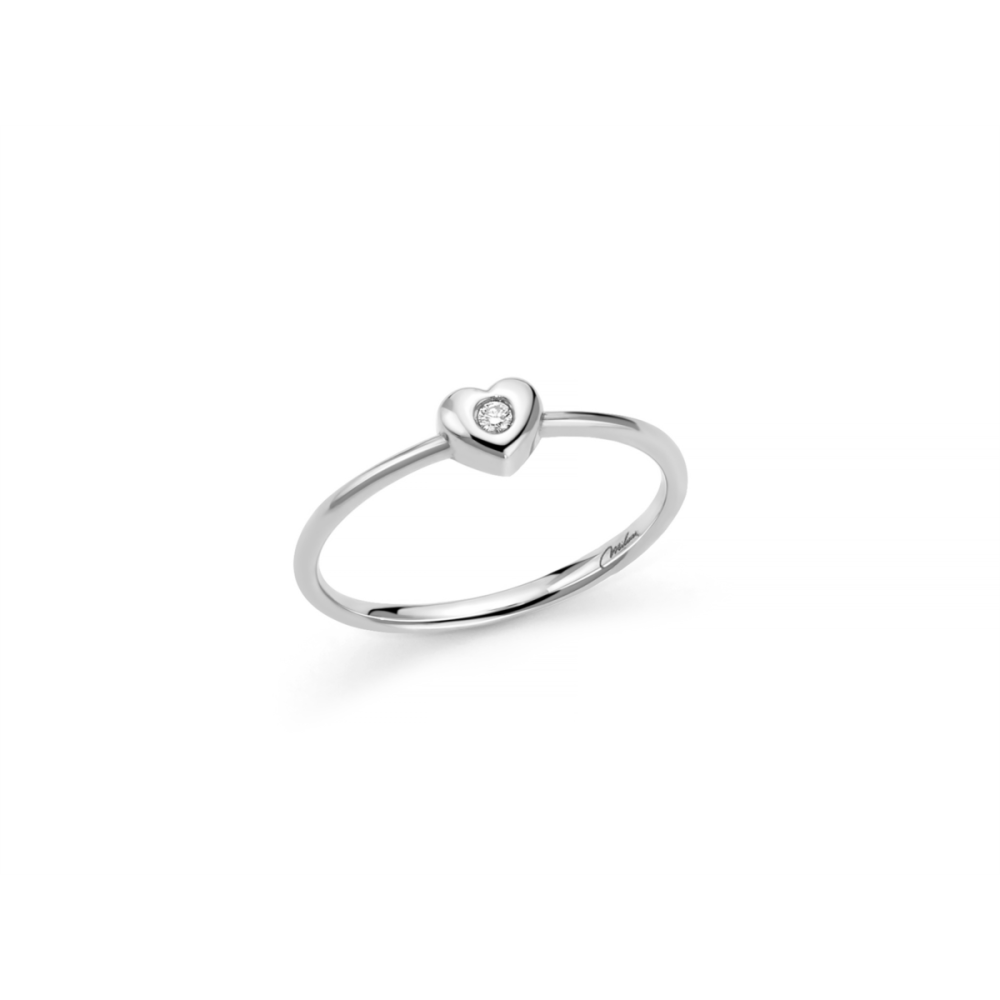 1 - Miluna 9Kt White Gold Heart Solitaire Ring with Diamonds LID3678-002X