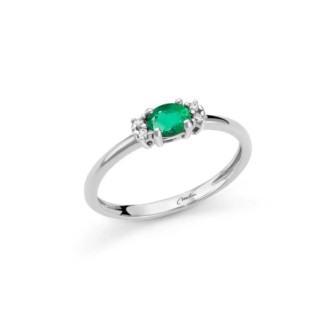 1 - Women's ring in 9Kt White Gold Miluna with emerald and diamonds LID3724X