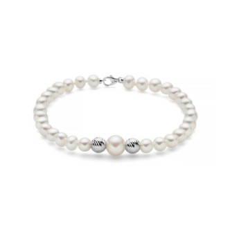 1 - Bracciale donna Miluna Oro Bianco 9Kt Filo di perle PBR3514BX