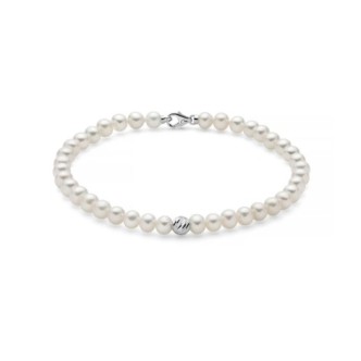 1 - Bracciale donna Miluna Oro Bianco 9Kt Filo di perle PBR3545BX