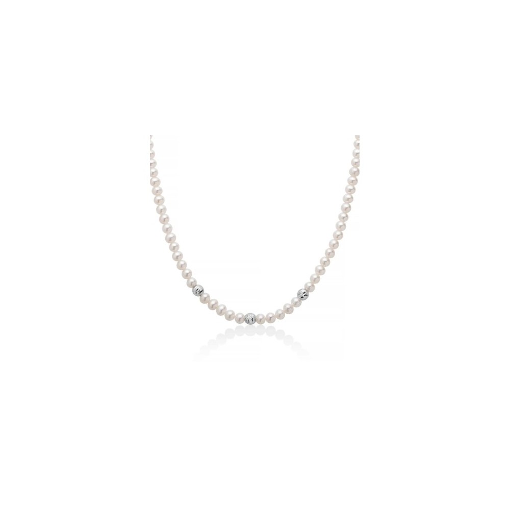 1 - Miluna Women's Necklace 9Kt White Gold Pearl Strand PCL6455BX