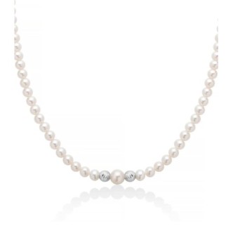 1 - Collana donna Miluna Oro Bianco 9Kt Filo di perle PCL6456BX