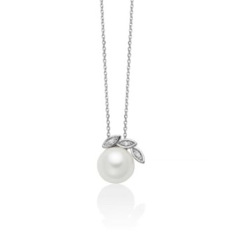 1 - Miluna 9Kt White Gold Women's Necklace with Pearl and Diamonds PCL6513X