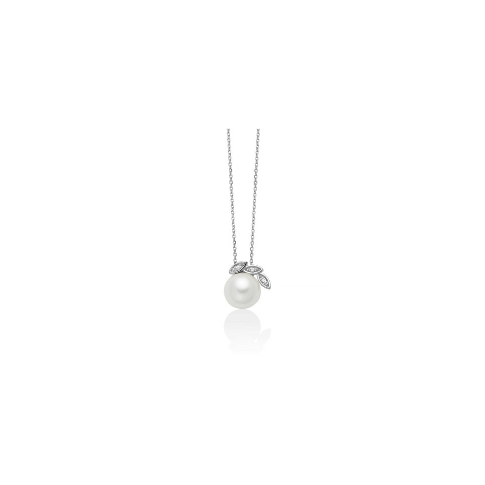 1 - Collana donna Miluna Oro Bianco 9Kt perla e diamanti PCL6513X