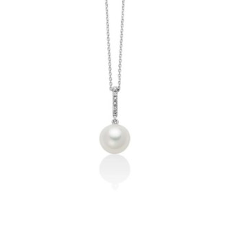 1 - Miluna 9Kt White Gold Women's Necklace with Pearl and Diamonds PCL6516Xarantee.