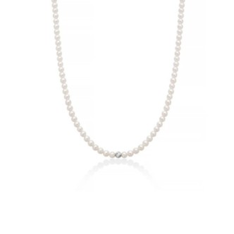 1 - Collana donna Miluna Oro Bianco 9Kt Filo di perle PCL6535BX