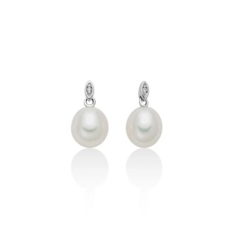 1 - Orecchini donna Miluna Oro Bianco 9Kt con perle e diamanti PER2721X