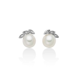 1 - Orecchini donna Miluna Oro Bianco 9Kt con perle e diamanti PER2723X