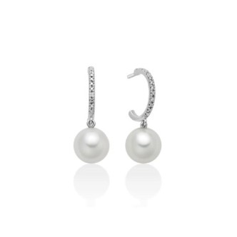 1 - Miluna 9Kt White Gold Semi-Circle Women's Earrings with Pearls and Diamonds PER2726X