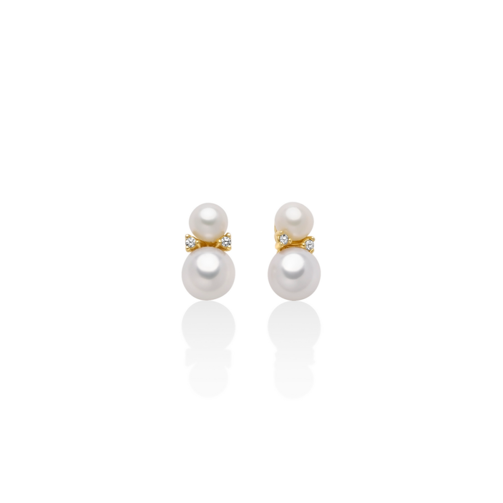 1 - Miluna 9Kt Yellow Gold Women's Earrings with Pearls and Diamonds PER2729X