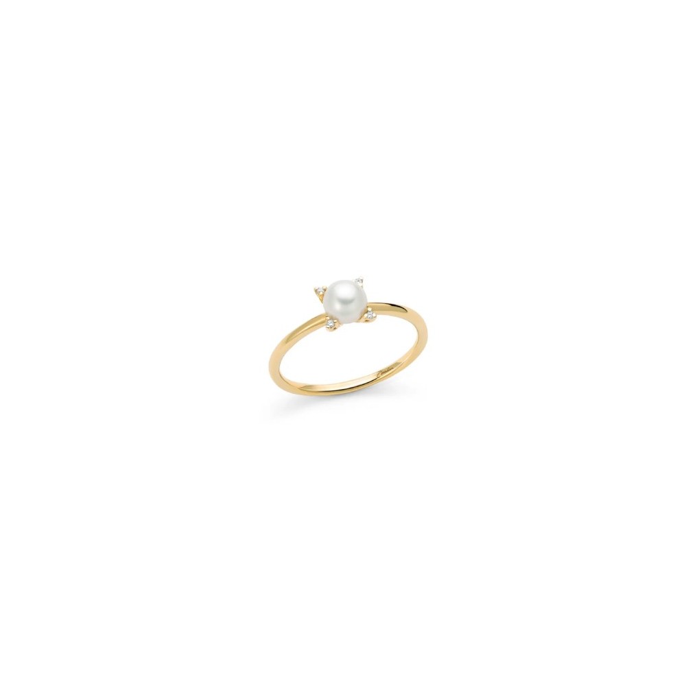 1 - Miluna 9Kt Yellow Gold Women's Ring with Pearl and Diamonds PLI1688X