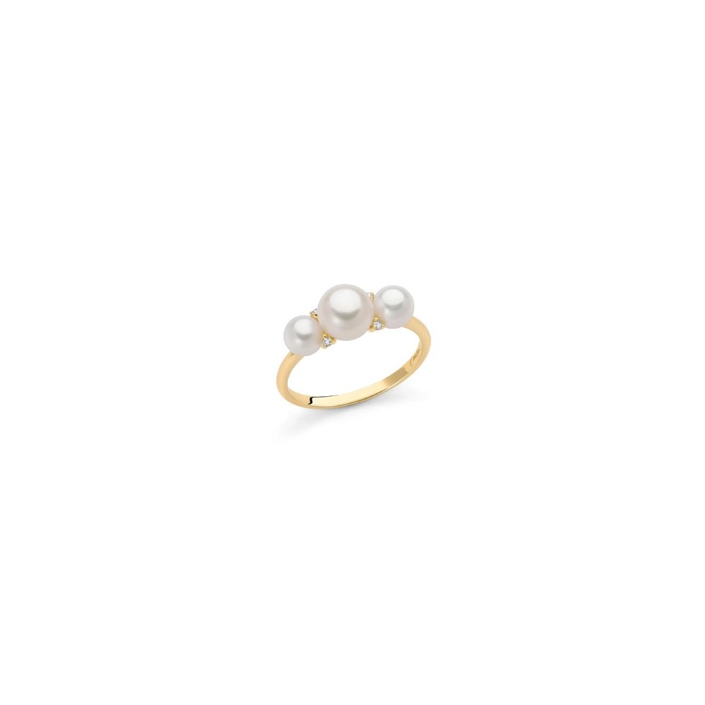 1 - Miluna 9Kt Yellow Gold Women's Ring with Pearls and Diamonds PLI1691X