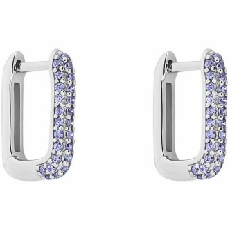 1 - Orecchini donna rettangolari Argento 925 Stroili con zirconi viola 1691426