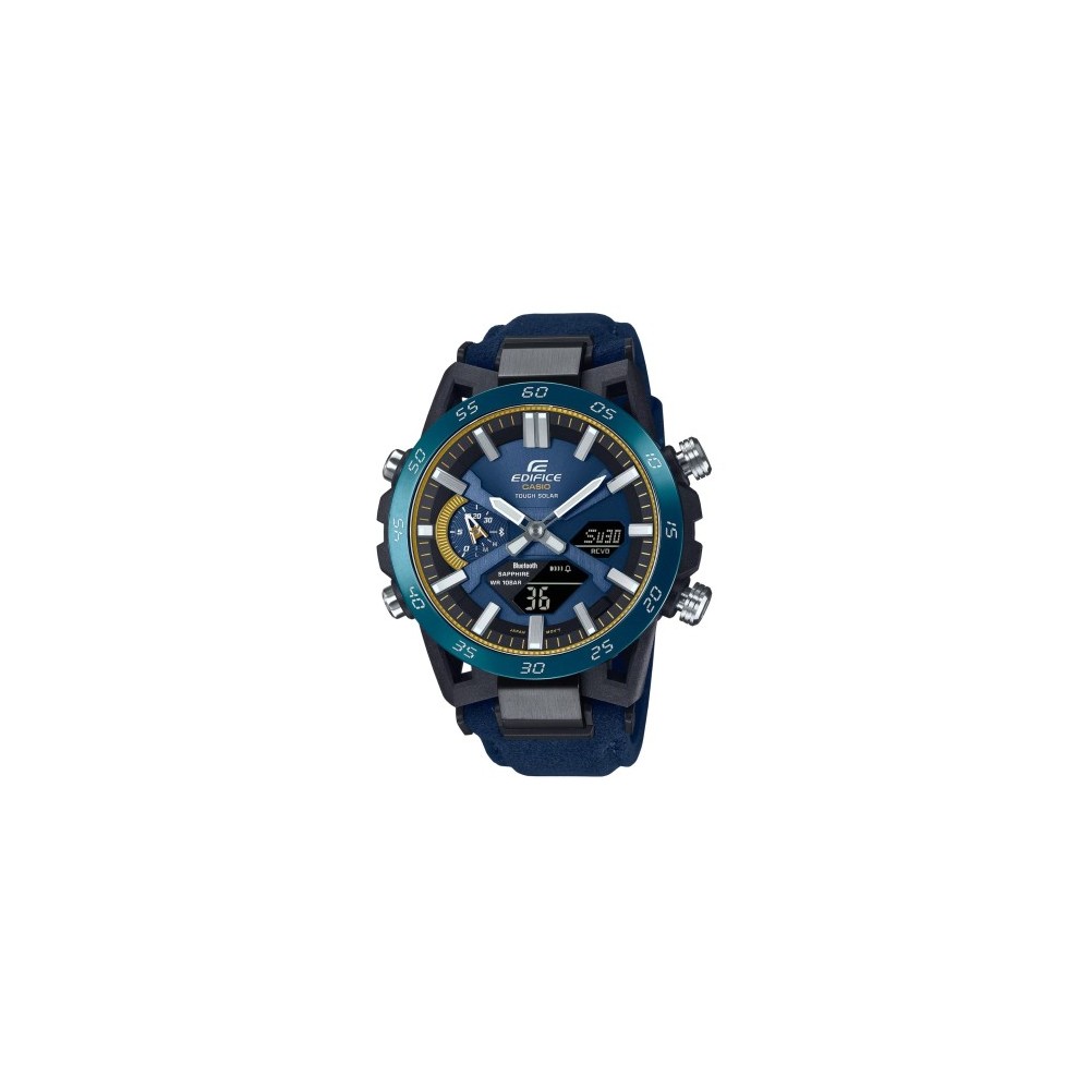 1 - Orologio uomo Casio Edifice Sospensione Edzione Limitata 50esimo anniversario fondo nero e blu ECB-2000SS-2AER