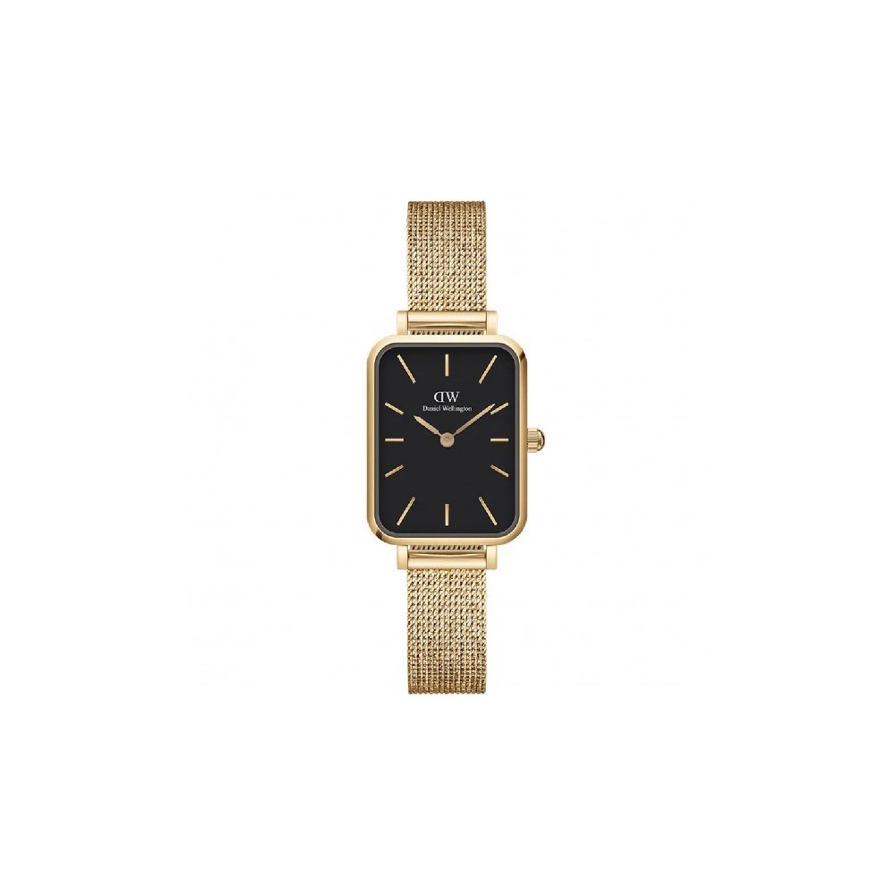 1 - Orologio donna Daniel Wellington Quadro Evergold fondo nero DW00100557 acciaio