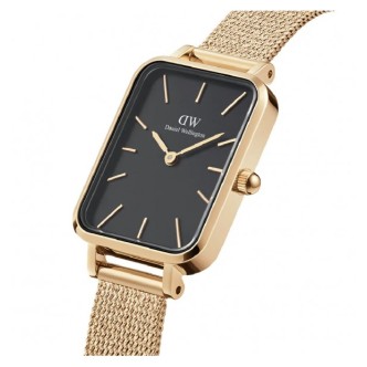 1 - Orologio donna Daniel Wellington Quadro Evergold fondo nero DW00100557 acciaio