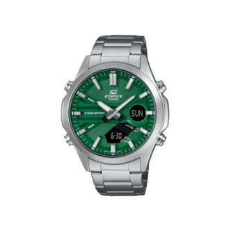 1 - Casio Edifice men's watch green background EFV-C120D-3AEF steel case and bracelet