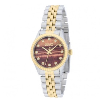 1 - Orologio donna solo tempo Liu Jo Tiny fondo marrone TLJ2314 acciaio bicolor con cristalli