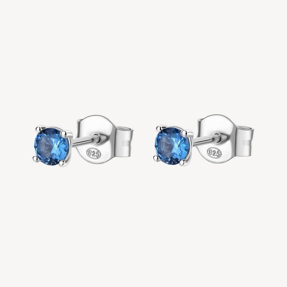 1 - Brosway FFB38 women's silver blue zirconia stud earrings