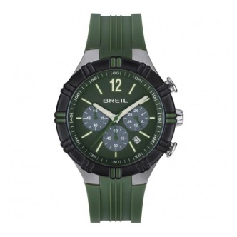 1 - Orologio uomo cronografo Breil B Rise verde TW2003 acciaio cinturino in silicone