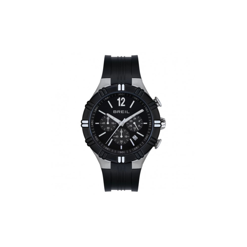 1 - Breil B Rise black TW1984 steel silicone strap chronograph men's watch