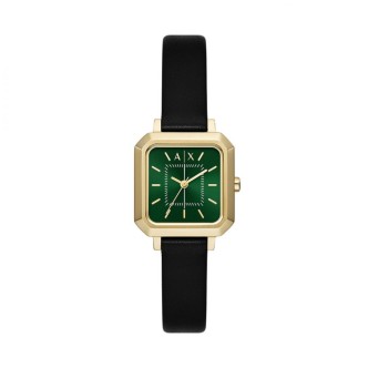 1 - Armani Exchange women's watch green and black AX5723 steel only time leather strap