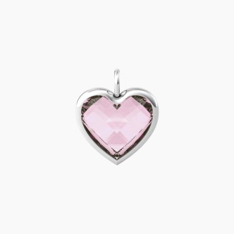 1 - Kidult women's pendant heart with pink glass 741087 316L steel