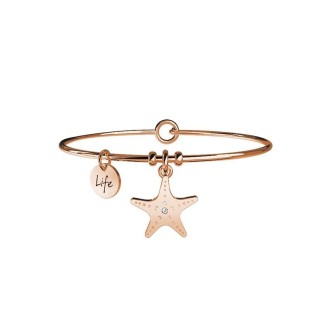 1 - Kidult bracelet 731023 starfish pendant in stainless steel 316L PVD rose gold with crystals collection Animal Planet