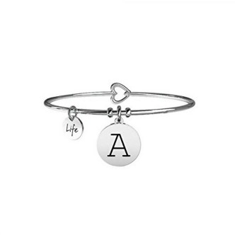 1 - Bracciale Kidult 231555A acciaio 316L ciondolo con lettera A e cristalli collezione Symbols