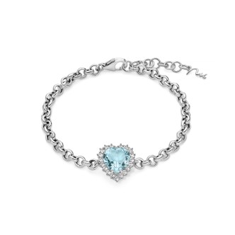 1 - Women's heart bracelet 925 Silver Miluna with blue topaz BRD1025