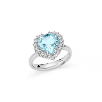 1 - Women's heart ring 925 Silver Miluna with blue topaz LID3889 Gemme del Cielo size 14