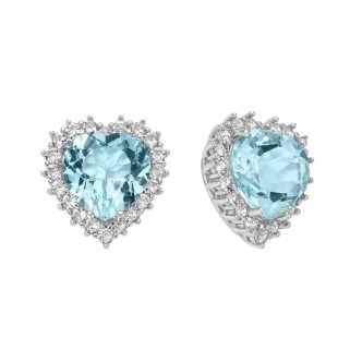 1 - Women's heart earrings 925 Silver Miluna with blue topaz ERD2969 Gemme del Cielo