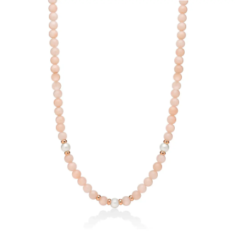 1 - Miluna Women's Necklace 925 Silver with Pink Jade and Pearls PCL6527