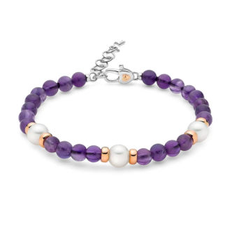 1 - Bracciale donna Miluna Argento 925 con ametista viola e perle PBR3554