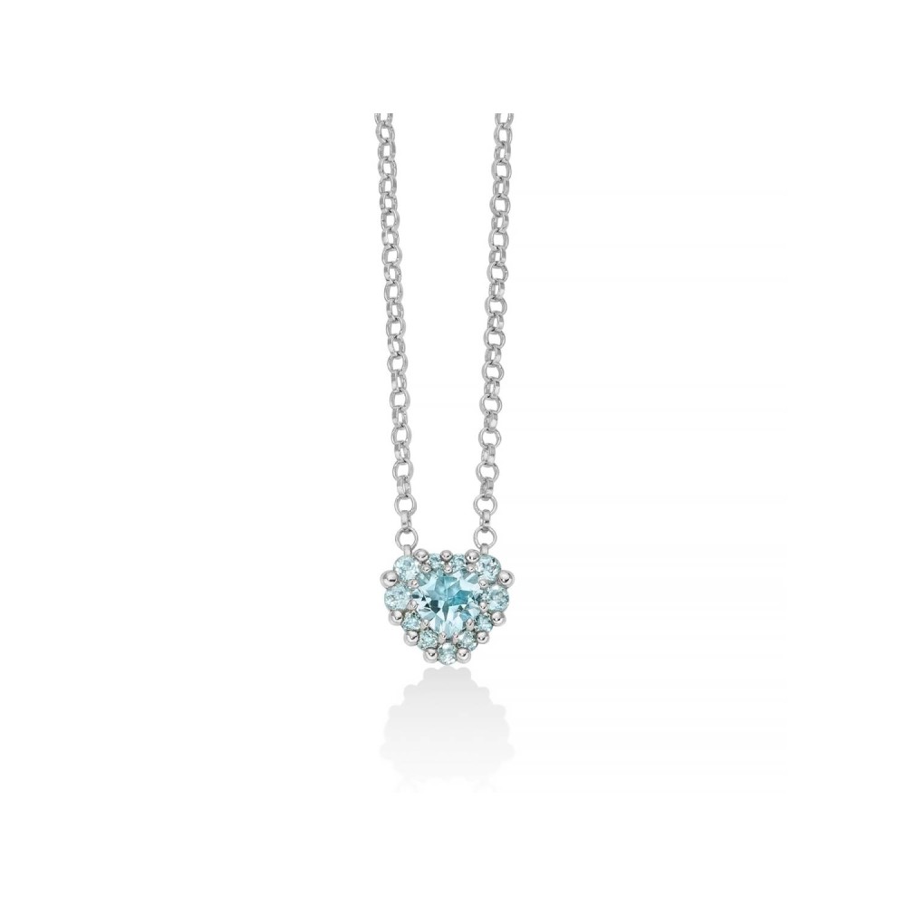 1 - Women's heart necklace 925 Silver Miluna with blue topaz CLD4802