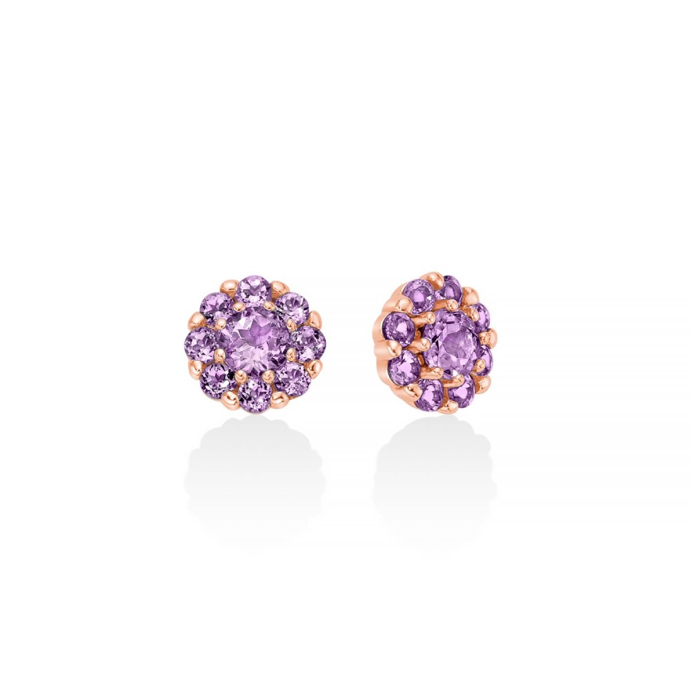 1 - Miluna Women's Flower Earrings 925 Rose Silver with Purple Amethyst ERD2925