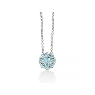 1 - Miluna Women's Flower Necklace 925 Silver with Blue Topazes CLD4794