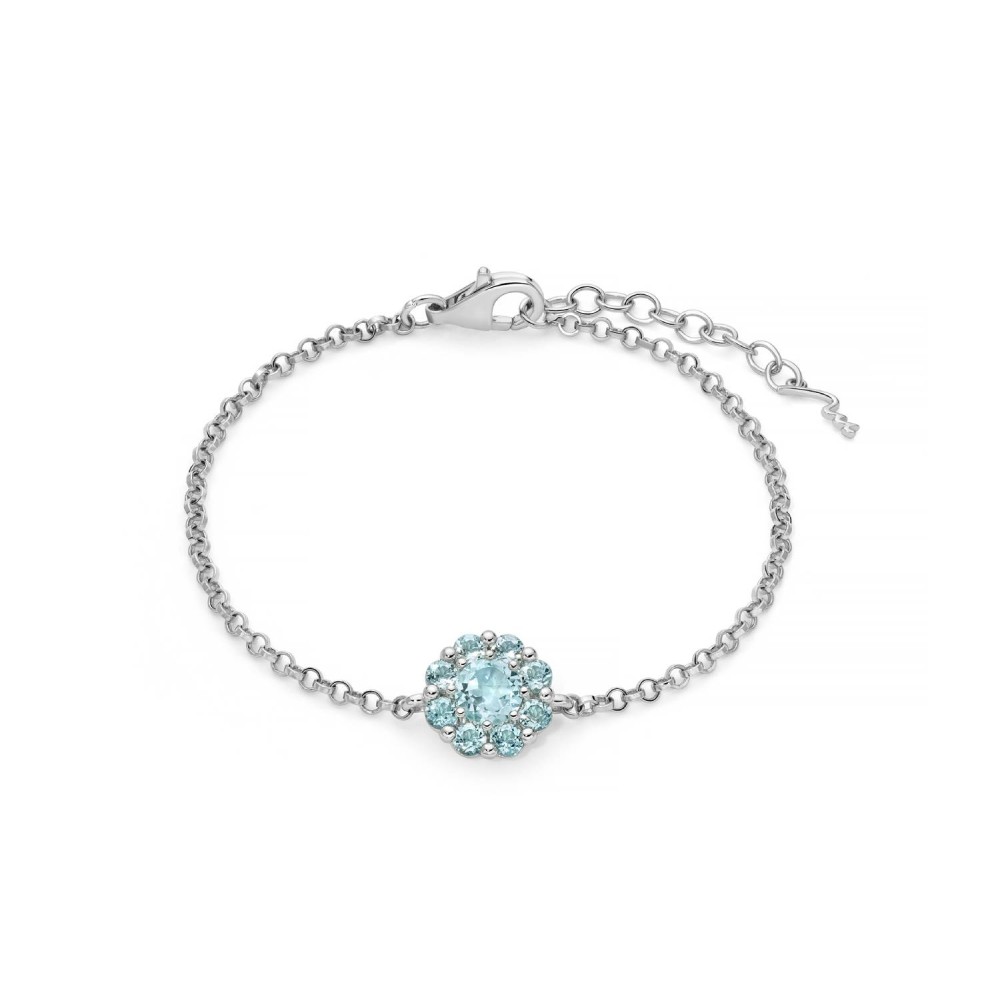 1 - Miluna Women's Flower Bracelet 925 Silver with Blue Topazes BRD993