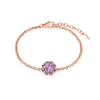 1 - Miluna Women's Flower Bracelet 925 Rose Silver with Purple Amethyst BRD994