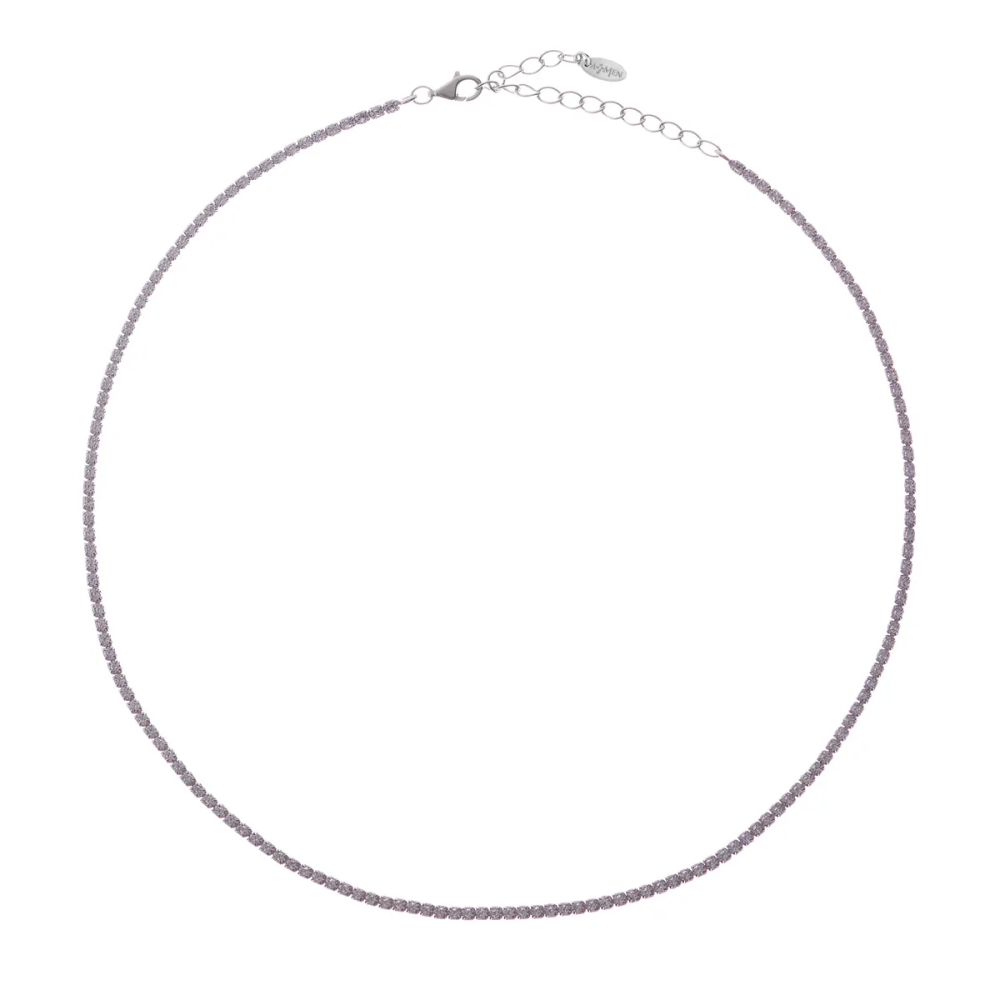 1 - Amen Women's Tennis Necklace 925 Silver CLT2BB with White Zirconia