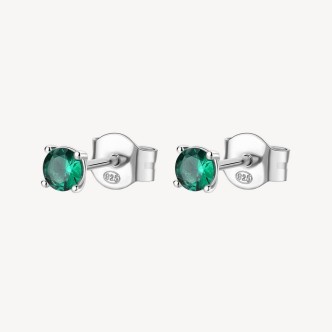 1 - Brosway FLG37 women's silver green zirconia stud earrings