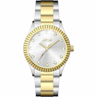 1 - Stroili Positano women's time-only watch in two-tone steel and gold with crystals 1688943