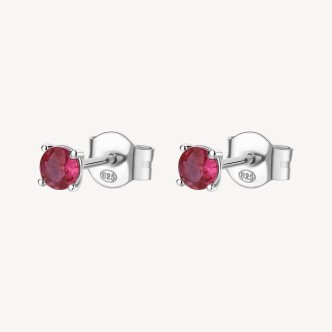 1 - Brosway FPR43 women's silver stud earrings with red zirconia