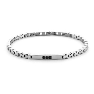 1 - Bracciale con zirconi neri 4US Cesare Paciotti uomo 4UBR6716 acciaio