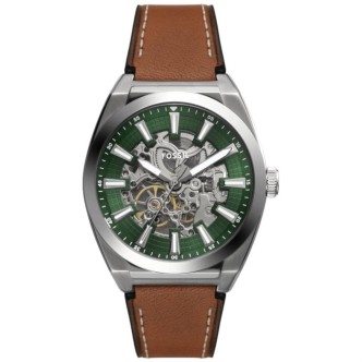 1 - Fossil Everett Brown and Green ME3261 Automatic Men's Watch with Leather Strap