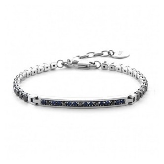 1 - Bracciale targa tennis nero/blu Cesare Paciotti 4UBR6358 acciaio