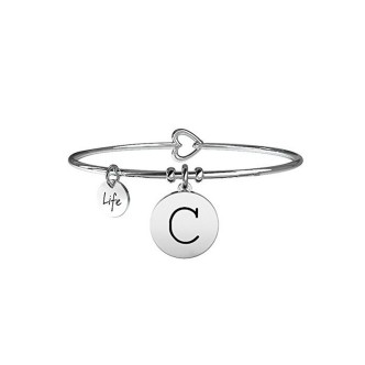 1 - Bracciale Kidult 231555C acciaio 316L ciondolo con lettera C e cristalli collezione Symbols