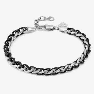 1 - Bracciale B-yond Hyper Rondelle nero ed acciaio uomo Nomination  028946/030 acciaio