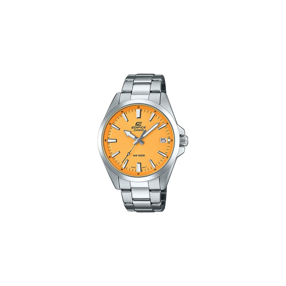 1 - Casio Edifice men's watch yellow background EFV-100D-9AVUEF steel case and bracelet