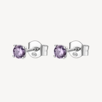 1 - Brosway FMP45 women's silver stud earrings with purple zirconia